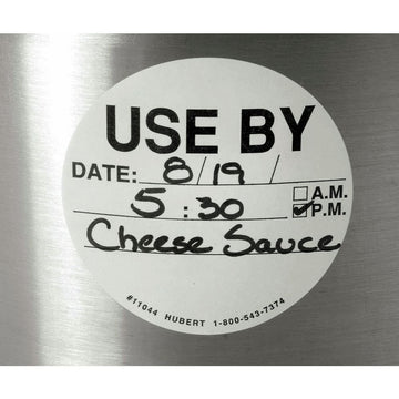 White Refrigerator/Freezer Use by Label Black Imprint - 2 3/4" Dia by HUBERT – 2.75 inch, Paper, White, Pack of 500, Model 11044