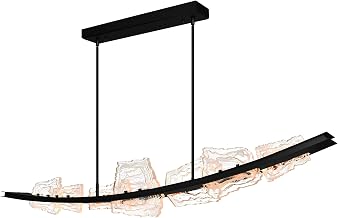 CWI Lighting Arcus Integrated LED 70in Black Chandelier with Handcrafted Glass for Living Room, Kitchen, Bedroom