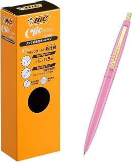 Japan Bic CFCGBPK05BLKJ Ballpoint Pen, Click Gold, 0.5, Oil-based, Black, Smooth, Baby Pink Axis, 12 Pieces