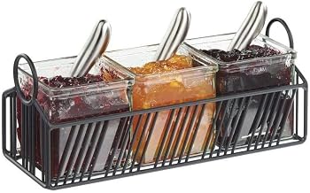 Portland Collection – Jar Display – 12.375W x 4.5D x 5.125H – Black Wire, 3 Glass Jars