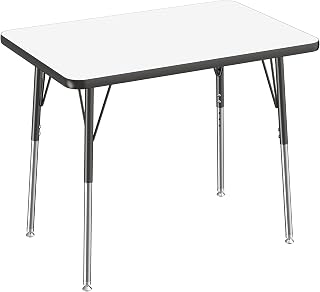Learniture Adjustable Height Dry-Erase Classroom Activity Table for School and Home, Rectangular Activity Table with Whiteboard Top, 24" D x 36" W x 30" H, White