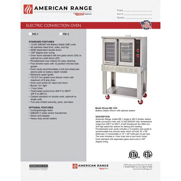 American Range ME-2 Convection Oven, Full Size - 208V 1