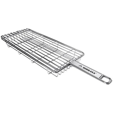 Mibrasa Stainless Steel Grill Basket, 6 11/16" x 15 11/16", Silver - 1 5/8"