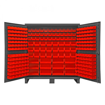 Durham Mfg HDC72-240 Bin Storage Cabinet, 72" Wide - Gray Red