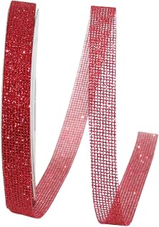 Reliant Ribbon Corsage Mesh Glitter Ribbon, 5/8 Inch X 25 Yards, Red