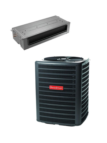 2 Ton 14.3 SEER2 R-32 Central Air Conditioning System with Ceiling-Mount Air Handler & 5 kW Electric Heat (GLXS5BA by Goodman – 2 tons, Gray, Pack of 2