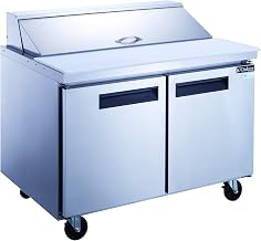 Dukers DSP48-12-S2 11.4 cu. ft. 2-Door Commercial Food Salad Sandwich Prep Table Refrigerator 48" inch