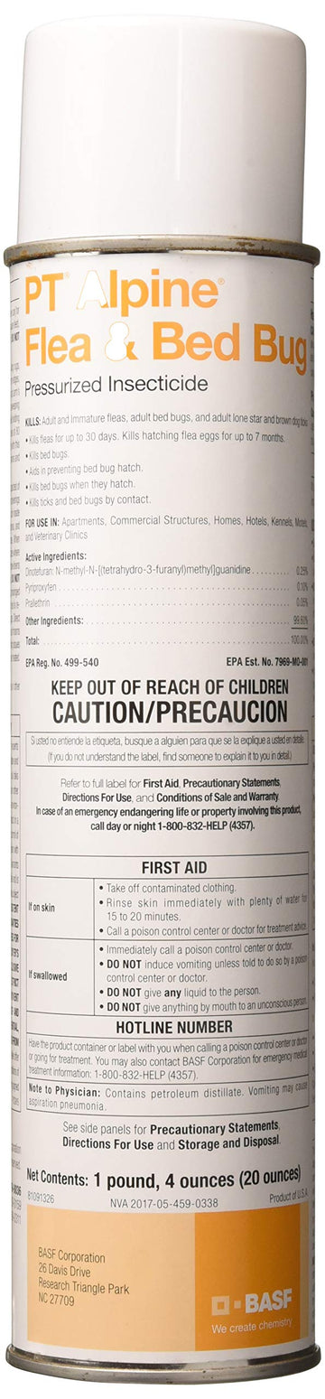 PT Flea & Bed Bug Pressurized Insecticide - 14 oz. by Alpine – Model 12565