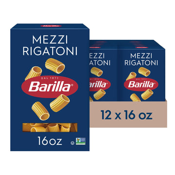 Mezzi Rigatoni Pasta by Barilla – 16 Ounce (Pack of 12), Pack of 12, Model 1000010549