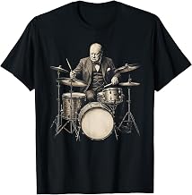 Winston Churchill Playing Drums Rocker Humor Vintage T-Shirt