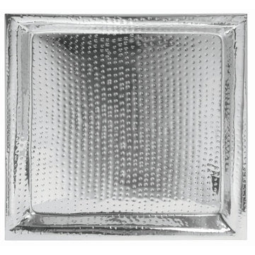 Serving Tray with Hammered Finish Round Serving - 22" L x 22" W by HUBERT – Stainless Steel, Silver