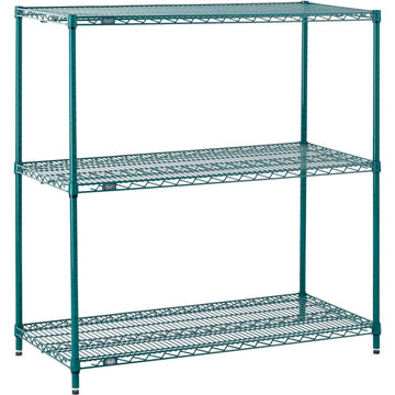 Nexel 3 Tier Wire Shelving Starter Unit by Global Industrial – 3, Steel, Green, Model 21543G3