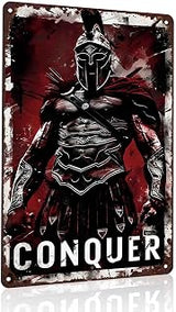 Fierce Spartan Warrior Vintage Metal Wall Art Signs 8X12 Inch