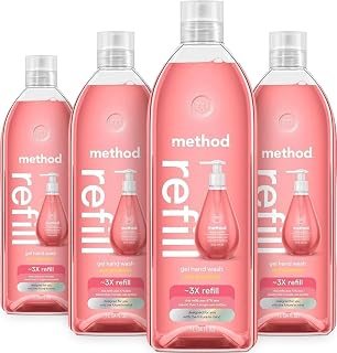 Method Gel Hand Soap Refill, Pink Grapefruit, Recyclable Bottle, 34 oz, 4 pack