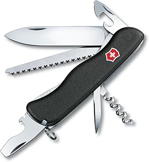 Victorinox Forester Swiss Army Knife, 12 Function Pocket Knife,Black | Swiss made outdoor multi-tool featuring a liner lock system, large blade, reamer, punch, and black finish for forestry