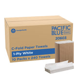 Pacific Blue Basic by PRO C-Fold Paper Towels by Georgia-Pacific – 240 Count (Pack of 10), Paper, White, Pack of 10, Model 20603