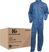 KLEENGUARD A20 Breathable Particle Protection Coveralls (58504), Zipper Front, Elastic Back, Wrists & Ankles, Blue, Reflex Design, XL (Qty 24)