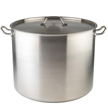 Silver 80 qt Stainless Steel Stock Pot with Cover by Winco – 80 Quarts, Stainless Steel, Silver, Model SST-80