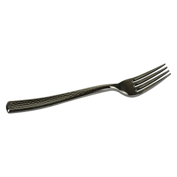 Hammered Look Disposable Cutlery, Silver, Durable Plastic, Decorative Look, 600 Count (Fork)