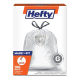 Made to Fit Trash Bags by Hefty – 100 Count (Pack of 1), 8.0 gallons, Plastic, Clear, Model E88514