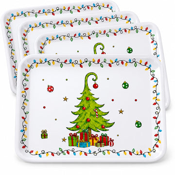 Havawish Christmas Tree Platters, 15.2 x 11 Inch Melamine Set, Multicolor