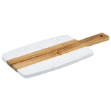 15" x 7" White/Brown Marble and Wood Serving Board by Winco – 15"L x 7"W, Plastic, Standard, Model SBMW-157