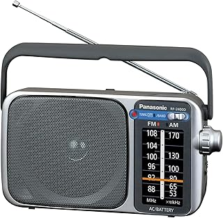 Panasonic Portable AM/FM Radio, Battery Operated Analog Radio, AC Powered, Silver (RF-2400D)