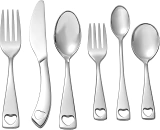 Oneida Little Love 6 Piece Fine Flatware Progress 18/10 Stainless Steel, Silverware Set | 18/10 stainless steel, mirror finish | includes feeding spoon, baby spoon, and fork | dishwasher safe