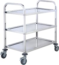 Winco 33 1/2" x 18" Medium Stainless Steel Utility Trolley | Great for Transport, Storage, Back-of-house and Foodservice