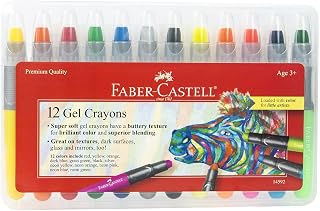 Faber-Castell Gel Crayons: 12 Jumbo Gel Crayons in Durable Storage Case | Back to School Art Supplies |Toddler Art Supplies for Coloring and Kids Drawing, Screen Free Summer Fun (Ages 3+)
