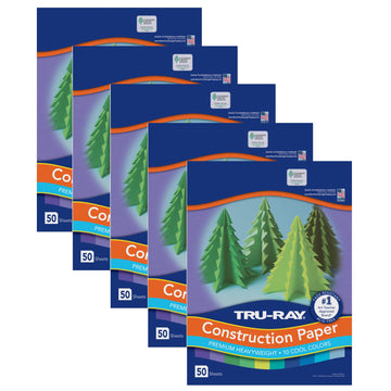 Tru-Ray Construction Paper by DIXON TICONDEROGA CO - PACON – Paper, Cool Assorted, Pack of 5, Model PAC102942-5