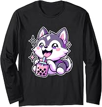 Pastel Goth Alaskan Klee Kai Dog Bubble Tea Long Sleeve T-Shirt