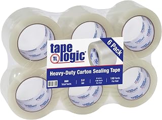 Tape Logic 3 Inch x 110 Yards Clear Acrylic Packing Tape, 2.2 Mil Thick, Pack of 6 Rolls, for Packaging, Shipping, Moving, Home and Office