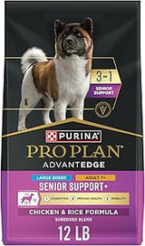 Purina Pro Plan AdvantEDGE Senior Support Plus Large Breed Shredded Blend Chicken and Rice Formula Dry Dog Food - 12 lb Bag