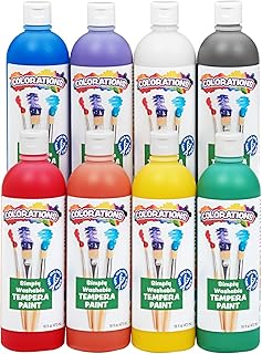 Colorations Paraben-Free Simply Washable Tempera Paint, Rainbow Plus 8-Pack