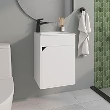 16" Klawock Bathroom Vanity, 1 Door, White - Bathroom – Bathroom Vanity & Storage Suite for Master Bathrooms, Guest Baths & Small Bathrooms
