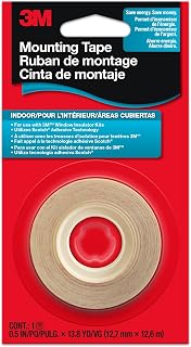 Window Film Mounting Tape, 1/2" in x 13.8 yd Roll, For Use with 3M Window Insulator Kits, Use on Painted Wood, Aluminum, and Vinyl-Clad Molding and More, Indoor Use, Easy to Apply (2145C)