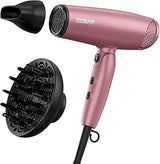Conair Hair Dryer with Diffuser and Folding Handle, 1875W Travel Blow Dryer with Concentrator, Radiance Boost with Nano-Quartz Ceramic for Less Frizz, More Shine, and Silky Hair, Dusty Rose