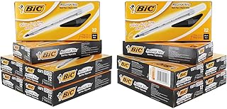 BIC Round Stic Ball Pen, Fine Point, 0.8 mm, Black Ink, Pack of 144 (GSF11BK)