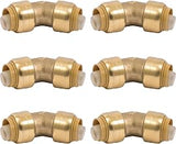 SharkBite 1/2 Inch 45 Degree Elbow, Pack of 6, Push to Connect Brass Plumbing Fitting, PEX Pipe, Copper, CPVC, PE-RT, HDPE, U648LF