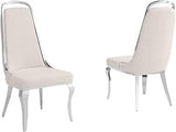 Modern Velvet or Boucle Dining Chairs Set of 2 with Gold or Silver Chrome Frame, High Back Upholstered Side Chairs with Diamond Quilted Back, Luxury Accent Chairs for Dining Room & Kitchen