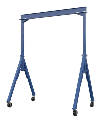 Steel Adjustable Height Gantry Crane with Phenolic Casters 10 Ft. Wide x 14 Ft. Max Usable Height by Vestil – One Size, Steel, Blue, Model AHS-6-10-14