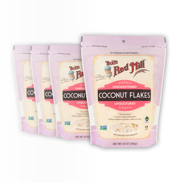 Unsweetened Coconut Flakes by Bob's Red Mill – 10 Ounce (Pack of 4), White, Model P101055