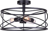Canarm Lighting ISF1079A03BK Malene 3 Light 16 inch Black Semi-Flush Mount Ceiling Light