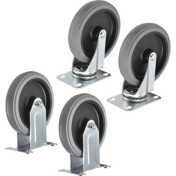 5" Rubber Caster Kit for Plastic Service Carts by Global Industrial – Rubber, red, Model RP1002
