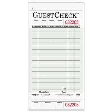 Guest Check Pad with Stub