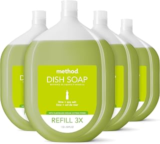 Method Gel Dish Soap Refill, Lime + Sea Salt Scent, 54 fl oz, 4 Pack