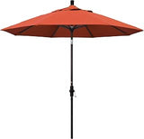California Umbrella 9' Round Aluminum Market Umbrella, Crank Lift, Collar Tilt, Bronze Pole, Sunbrella Henna