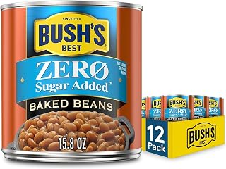 Bush's Best Zero Sugar Baked Beans, 15.8 oz, (Pack of 12) | Canned, Source Of Plant Based Protein and Fiber, Low Fat, Gluten Free