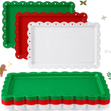 Meanplan Christmas Serving Tray Set, 12 Pack, Red Green White